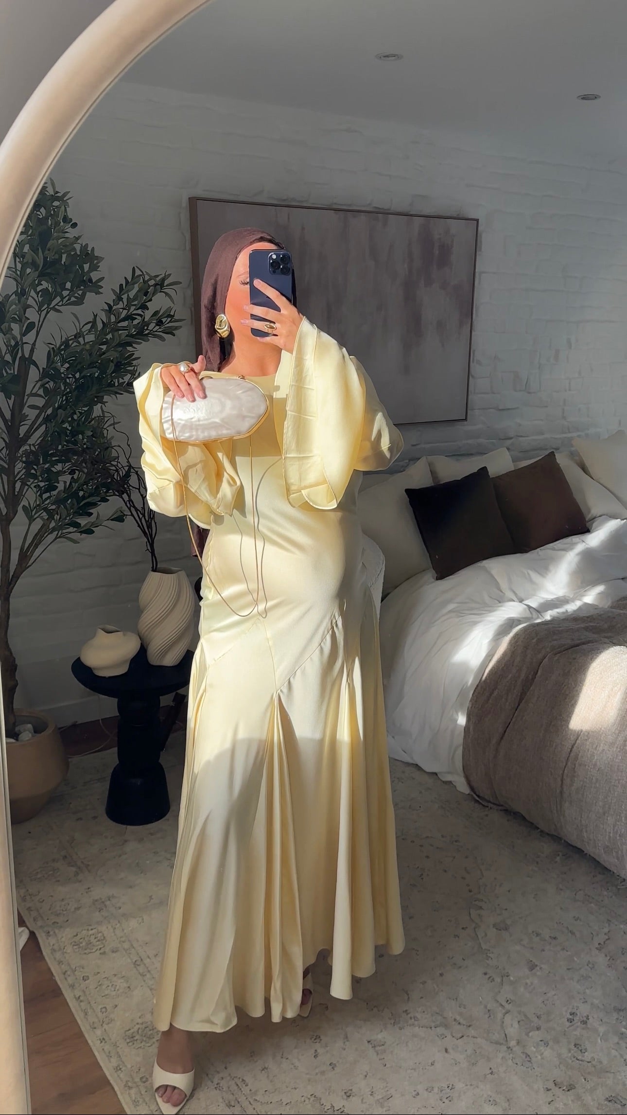 Robe évasée ultra longue à manches évasées | Jaune
