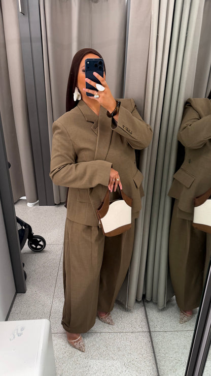 [GAMME PREMIUM] Blazer oversize ALYA cache cœur | Camel