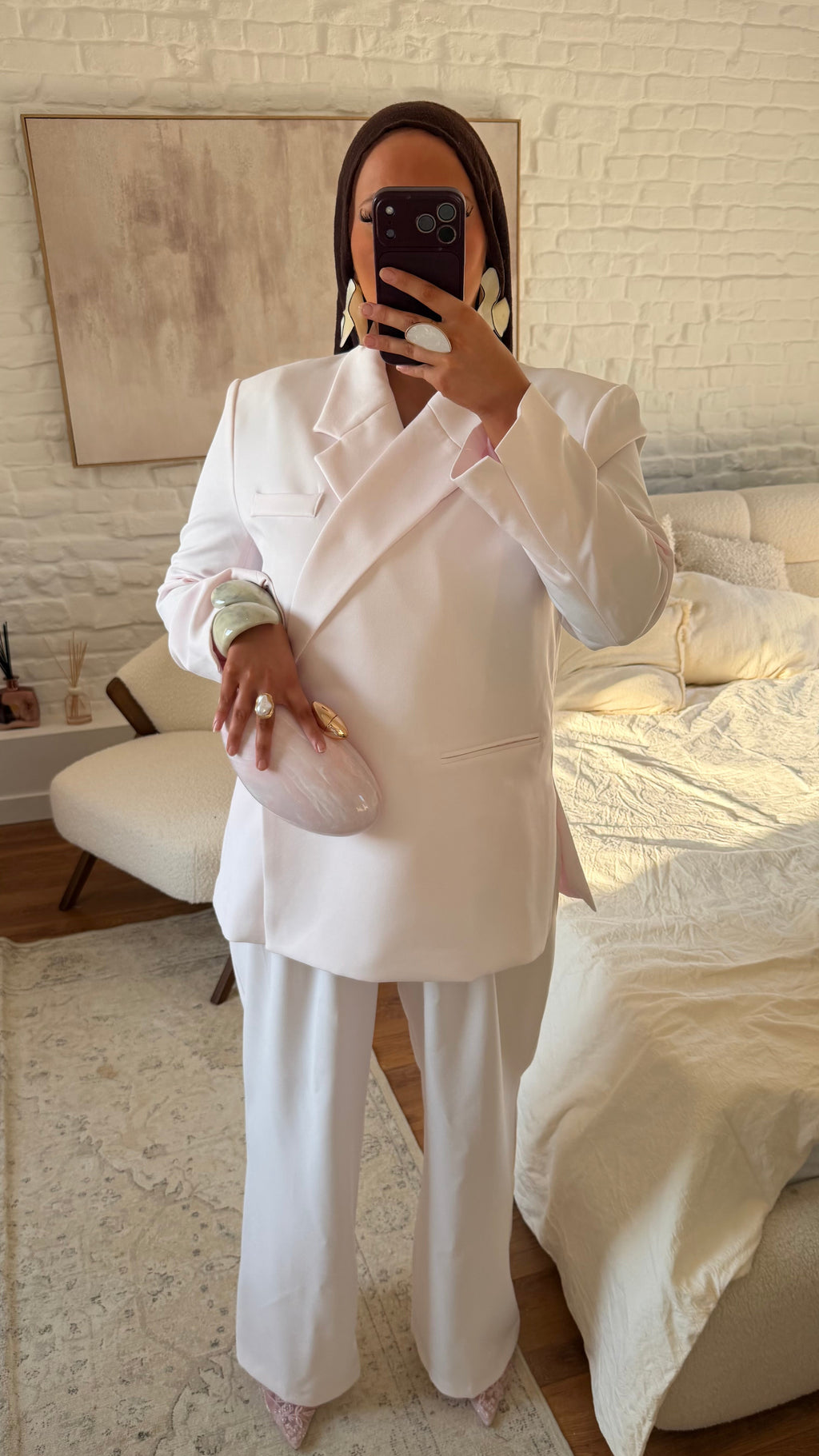 [GAMME PREMIUM] Blazer oversize cache cœur | Rose pâle