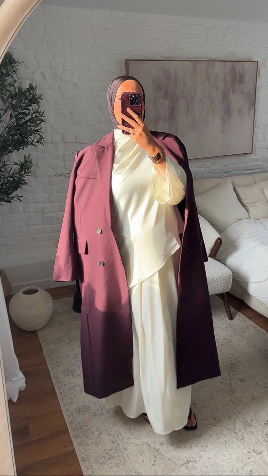 [GAMME PREMIUM] Veste ultra longue épaisse à double boutonnage | Bordeaux