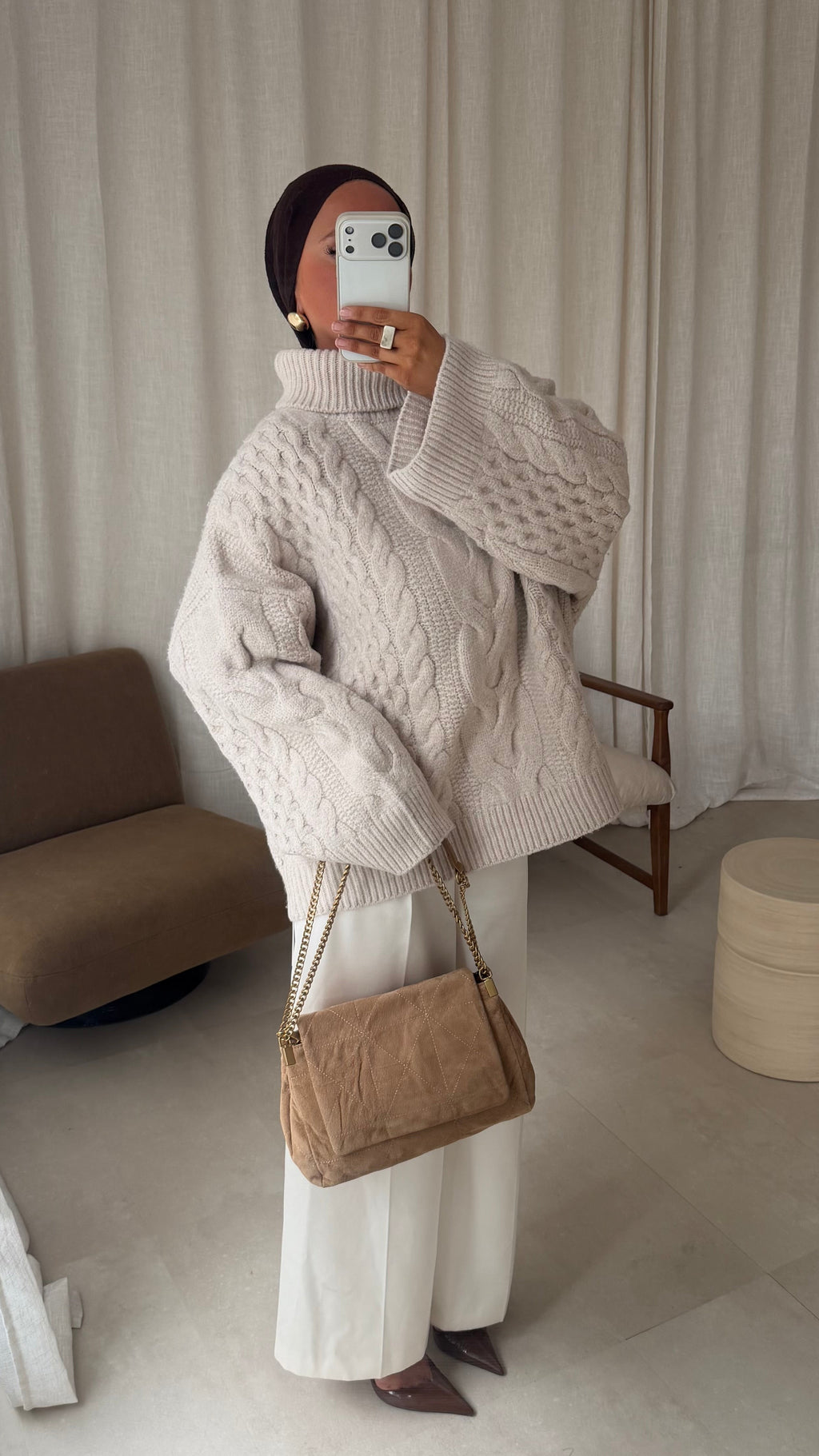 [GAMME PREMIUM] Pull à col montant ultra chaud OSLO | Beige