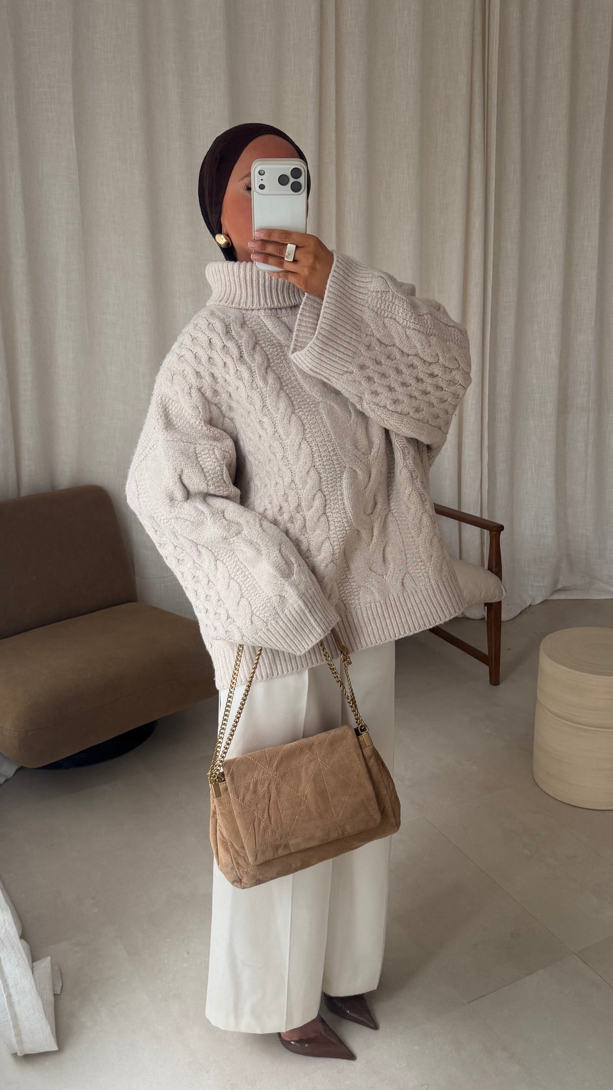 [GAMME PREMIUM] Pull à col montant ultra chaud OSLO | Beige