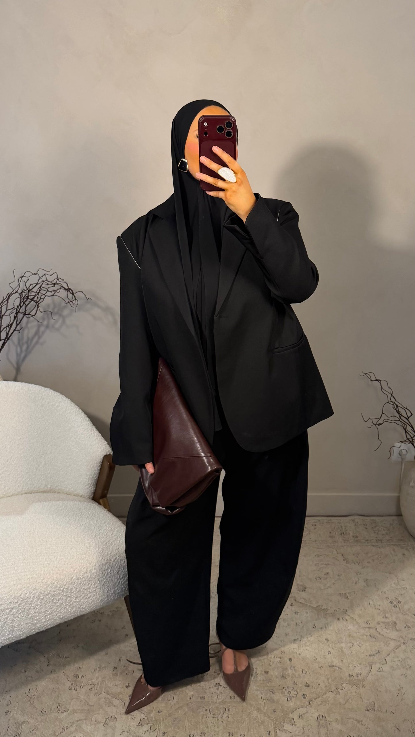 [GAMME LUXE] Blazer luxe ultra large avec liseré | Noir