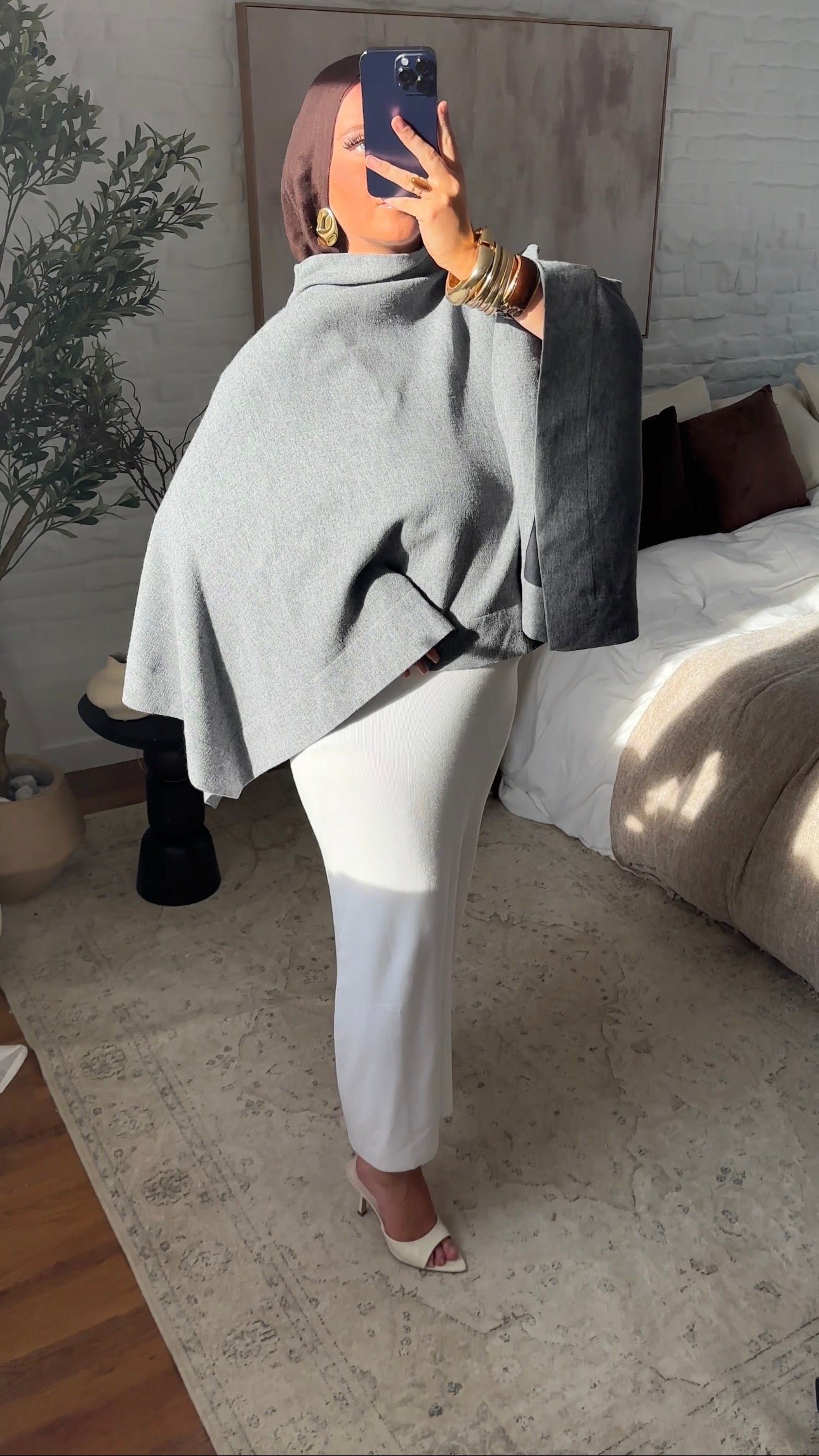 [CRÉATION] Cape longue ultra oversize asymétrique | Gris
