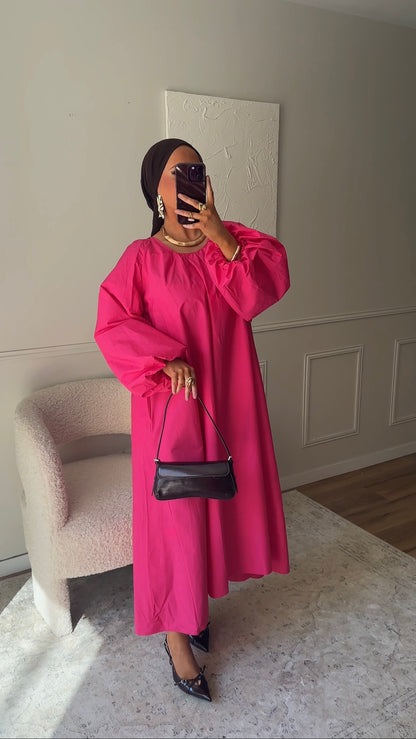 Robe ultra longue en popeline OYAMAZ | BLEU MARINE