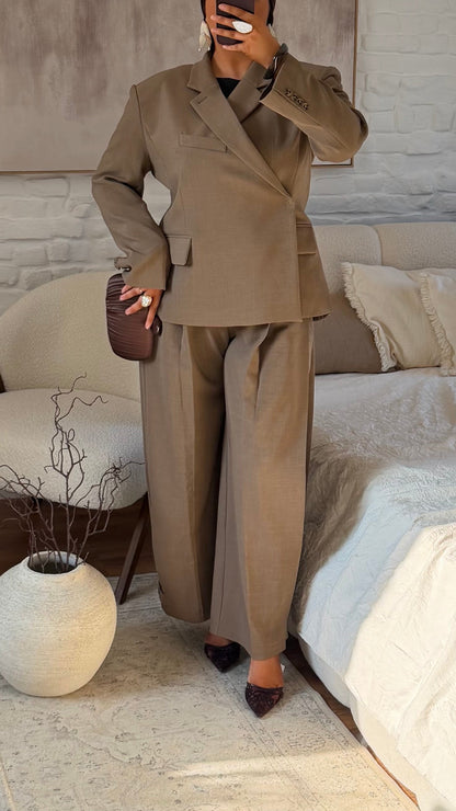 [GAMME PREMIUM] Blazer oversize ALYA cache cœur | Camel