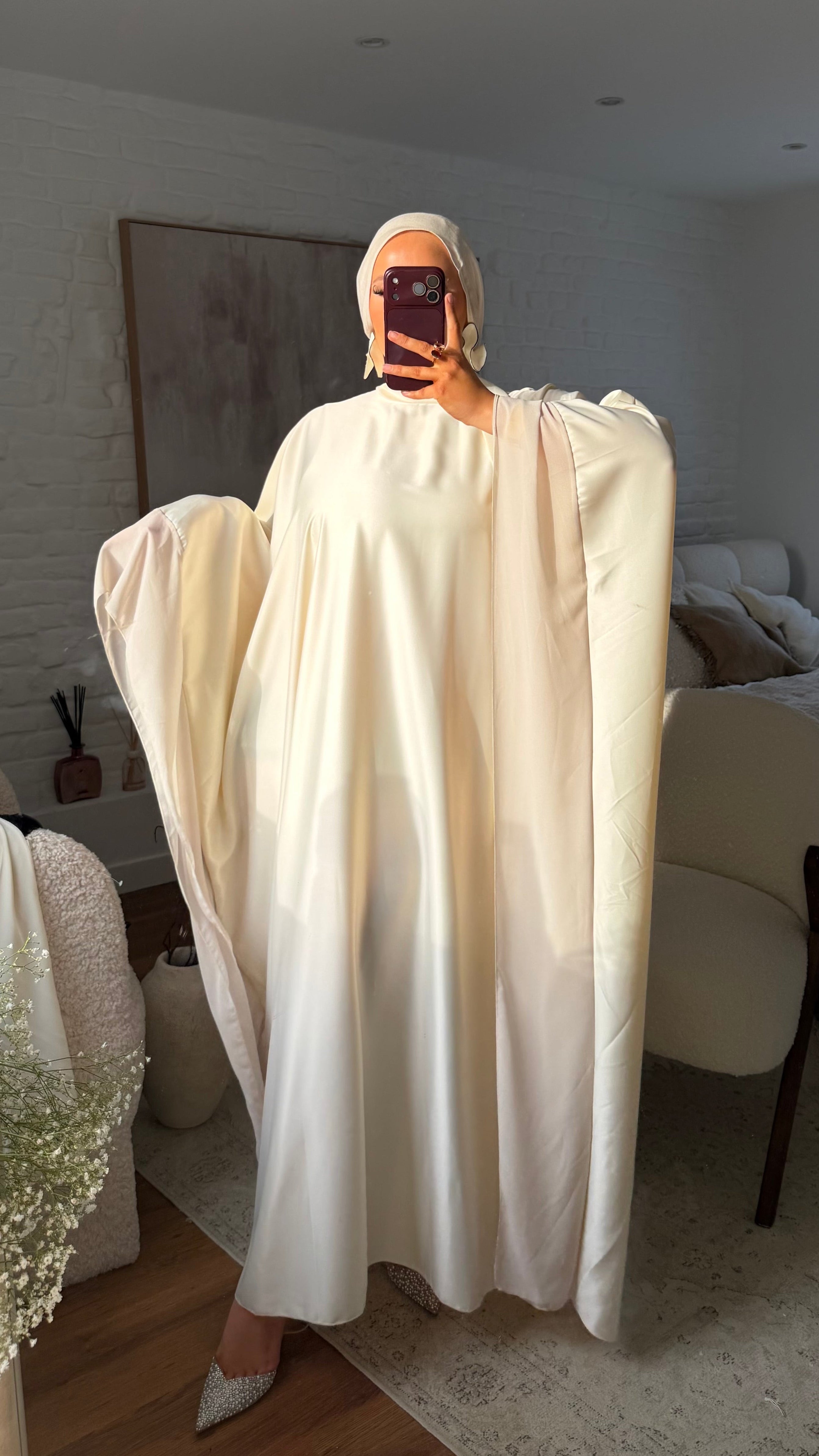 Robe abaya satinée | BEIGE