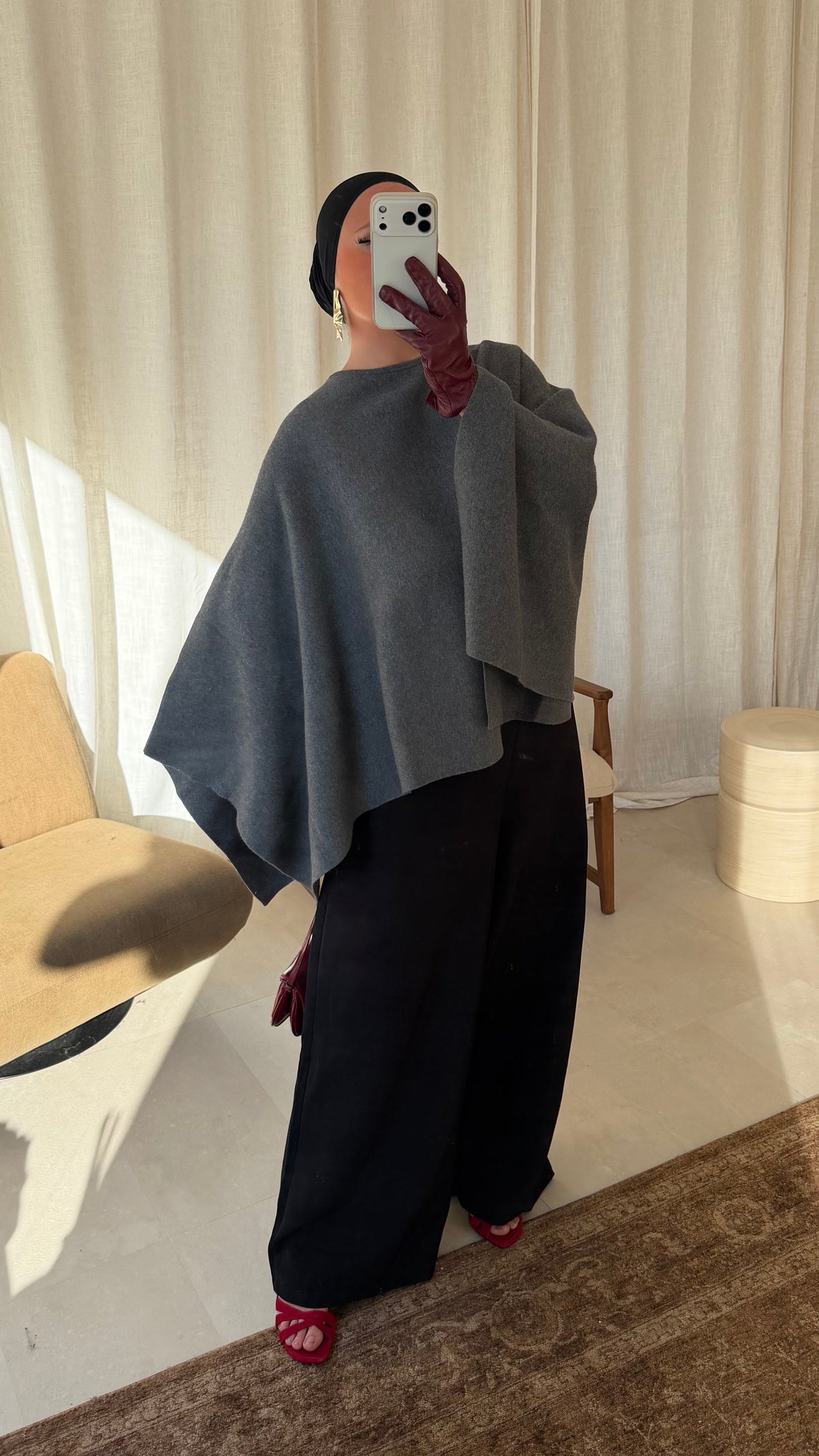 Cape en laine | Grise