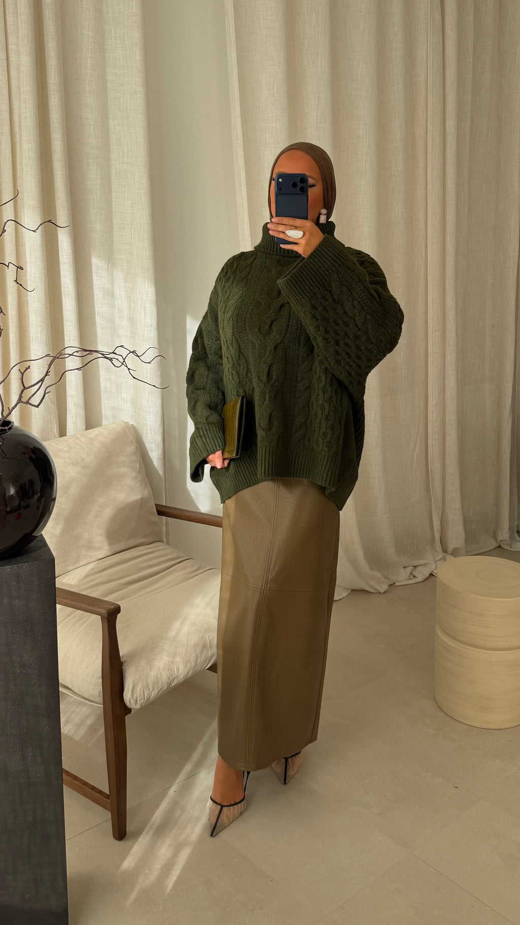 [GAMME PREMIUM] Pull à col montant ultra chaud OSLO | Kaki