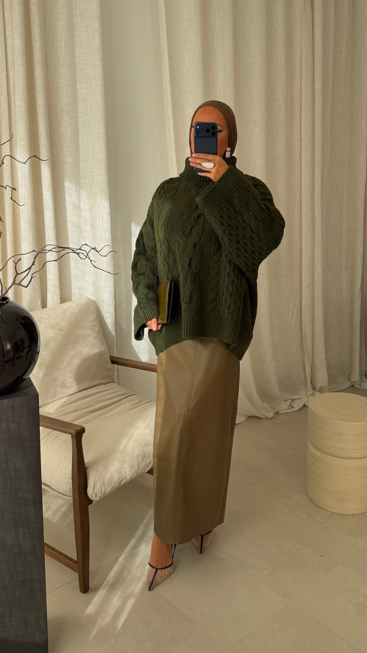 [GAMME PREMIUM] Pull à col montant ultra chaud OSLO | Kaki