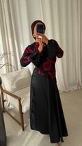 Robe longue à motifs YANA | Noir et bordeaux