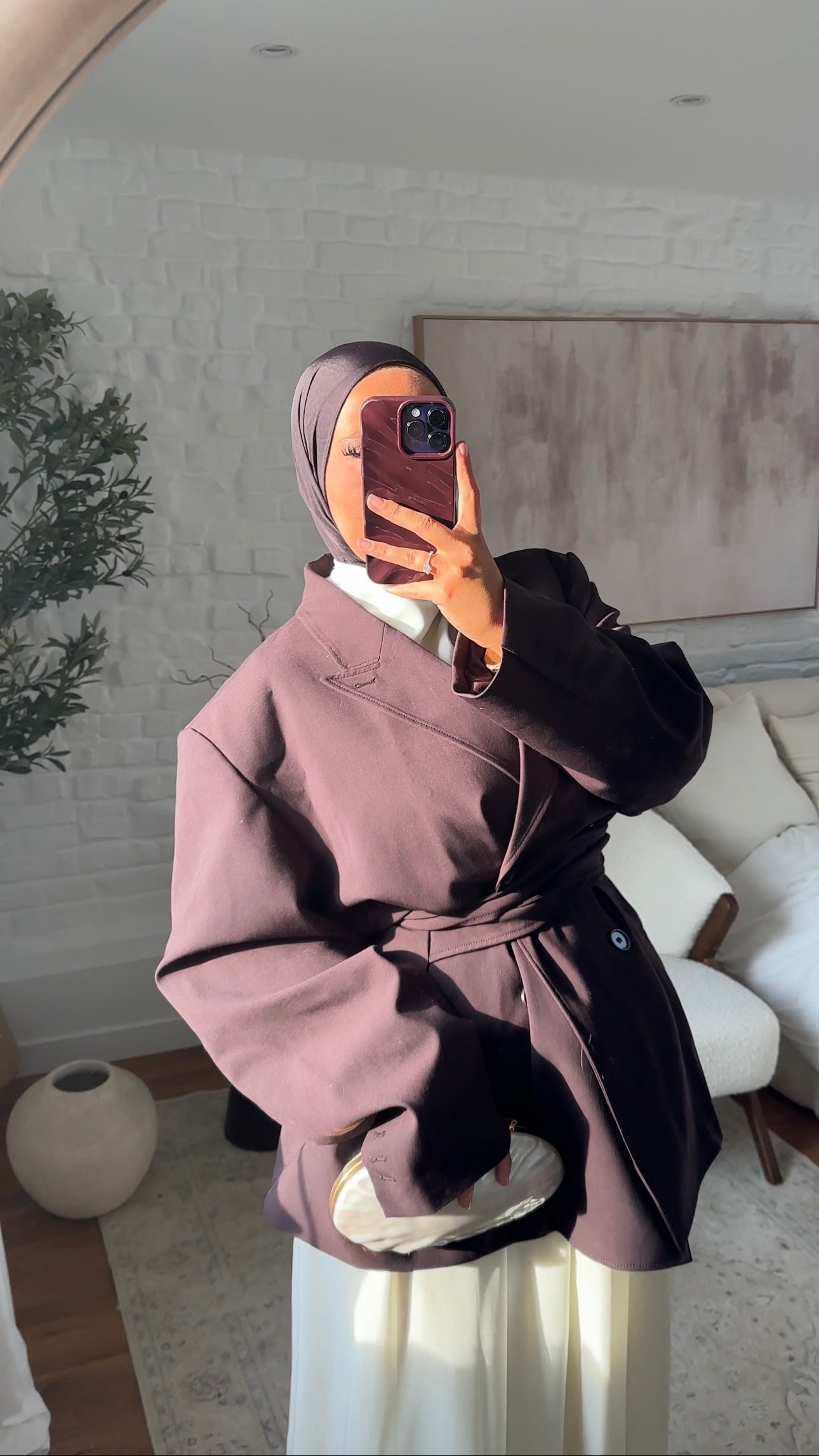 [GAMME PREMIUM] Blazer ultra large à ceinture | Aubergine