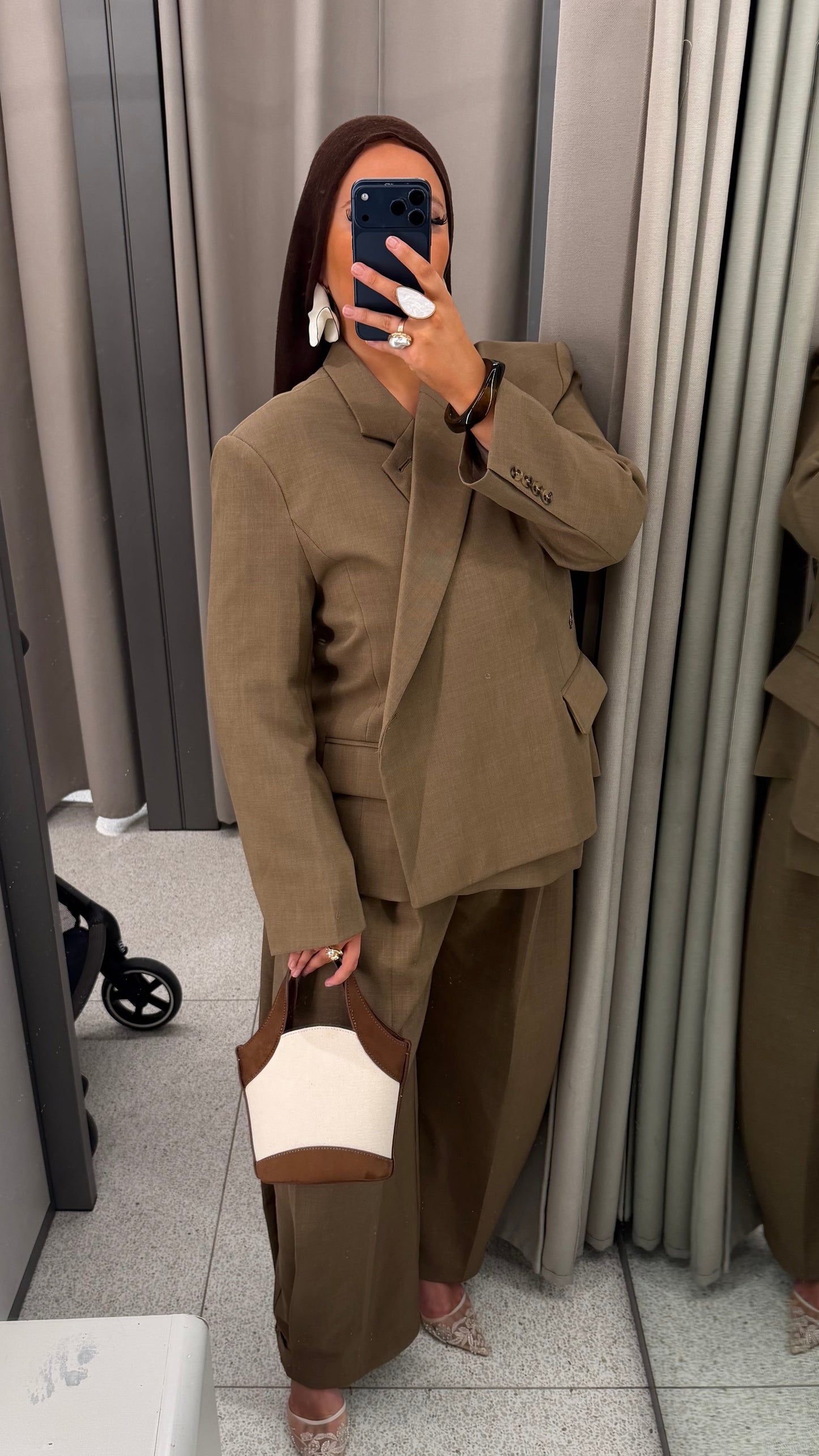 [GAMME PREMIUM] Blazer oversize ALYA cache cœur | Camel