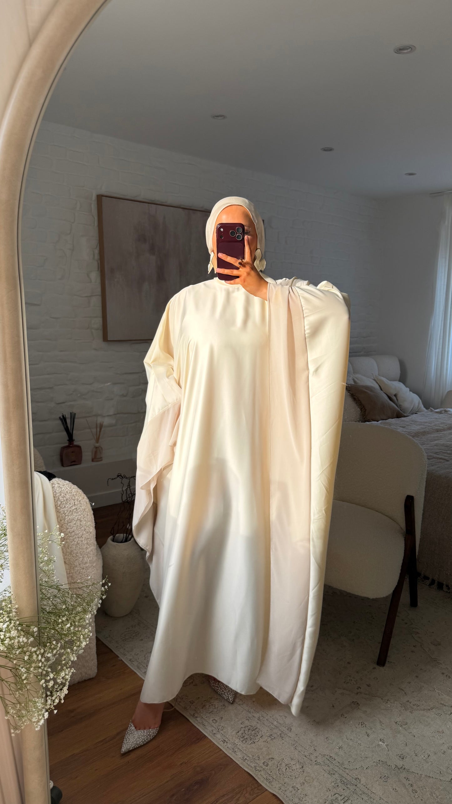 Robe abaya satinée | BEIGE