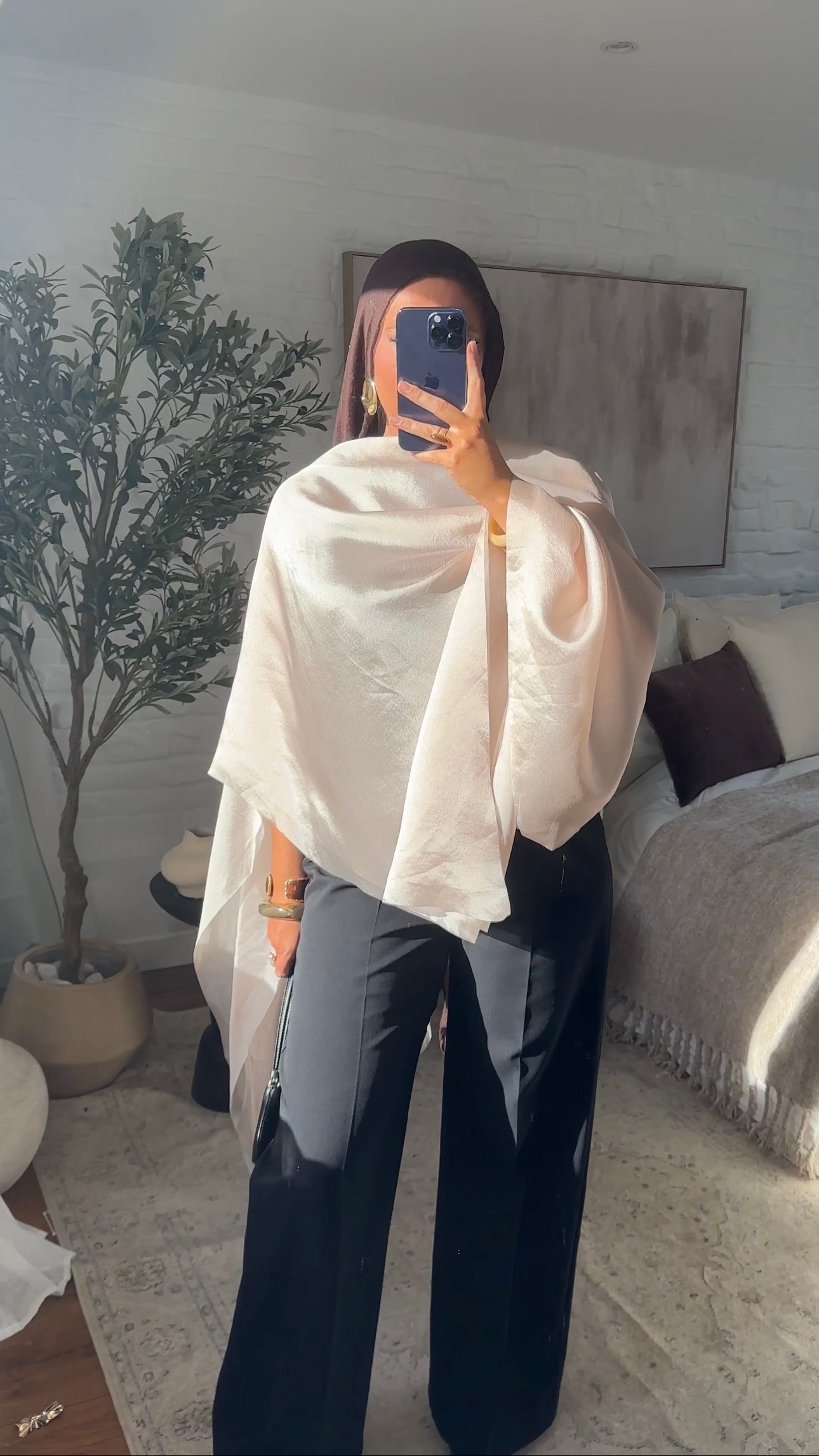 [CRÉATION] Cape oversize double matière | Rose pâle