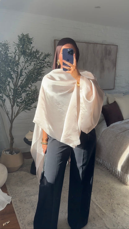 [CRÉATION] Cape oversize double matière | Rose pâle