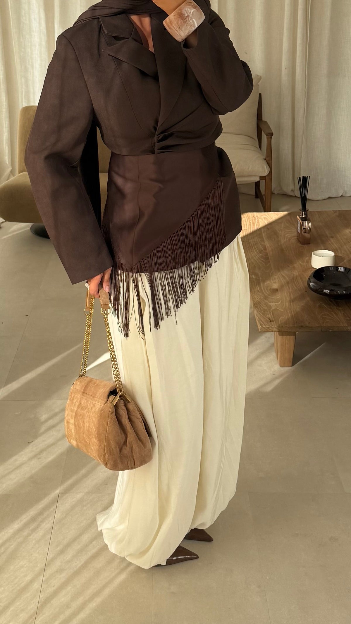 Ceinture à franges | Marron