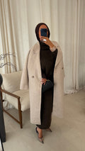 [GAMME PREMIUM] Manteau ultra long en laine véritable | Beige