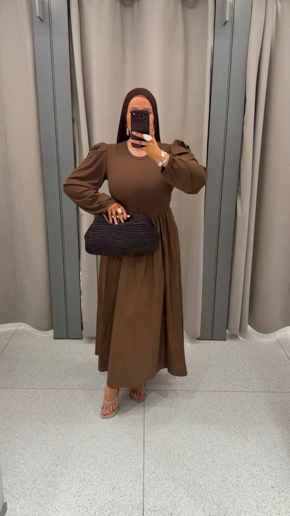 [GAMME PREMIUM] Robe popeline en coton | Marron
