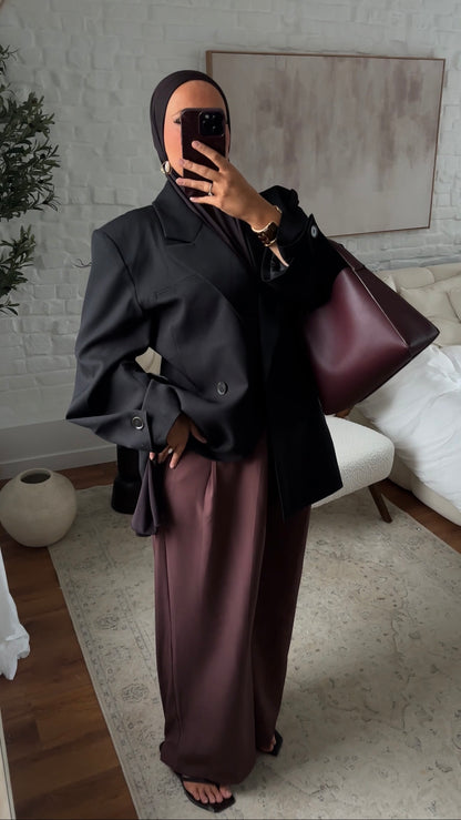 Pantalon oversize ultra long avec ceinture | Bordeaux