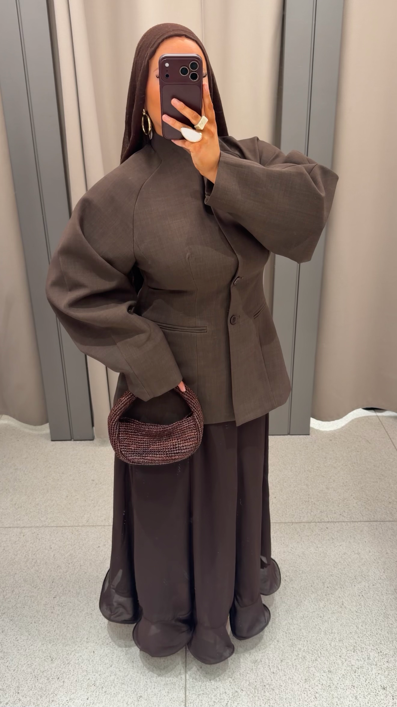 [GAMME PREMIUM] Blazer à manches bouffantes | Marron