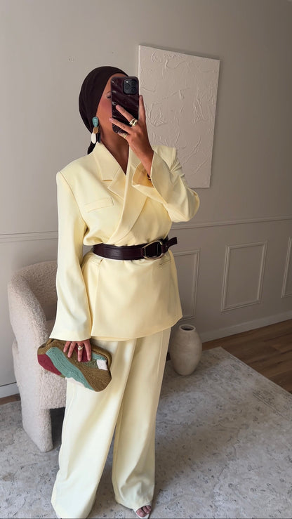 [GAMME PREMIUM] Blazer cache cœur oversize | Jaune