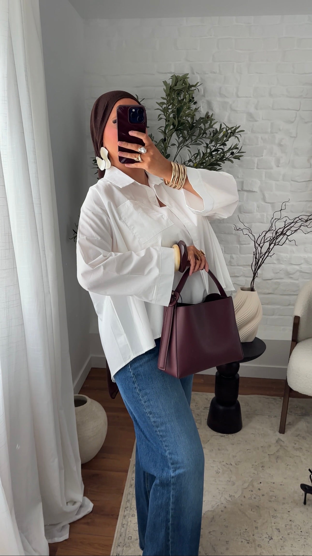 Chemise mi longue en coton | Blanc