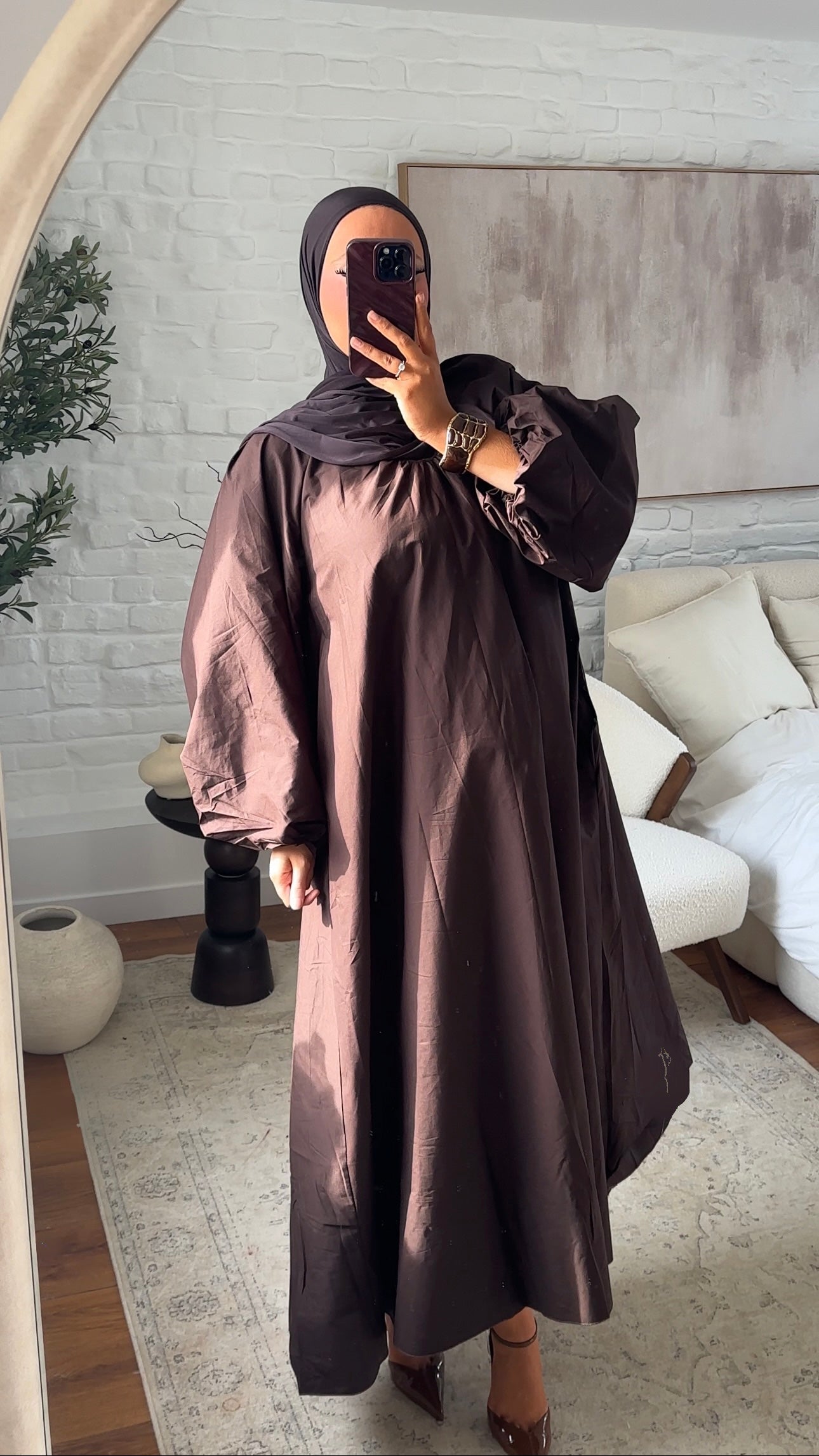 Robe popeline | Marron