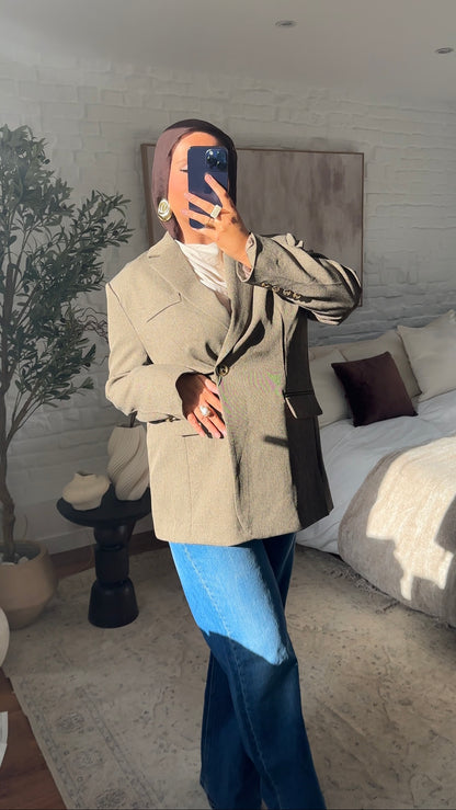[GAMME PREMIUM] Blazer oversize cintré | Marron/Taupe