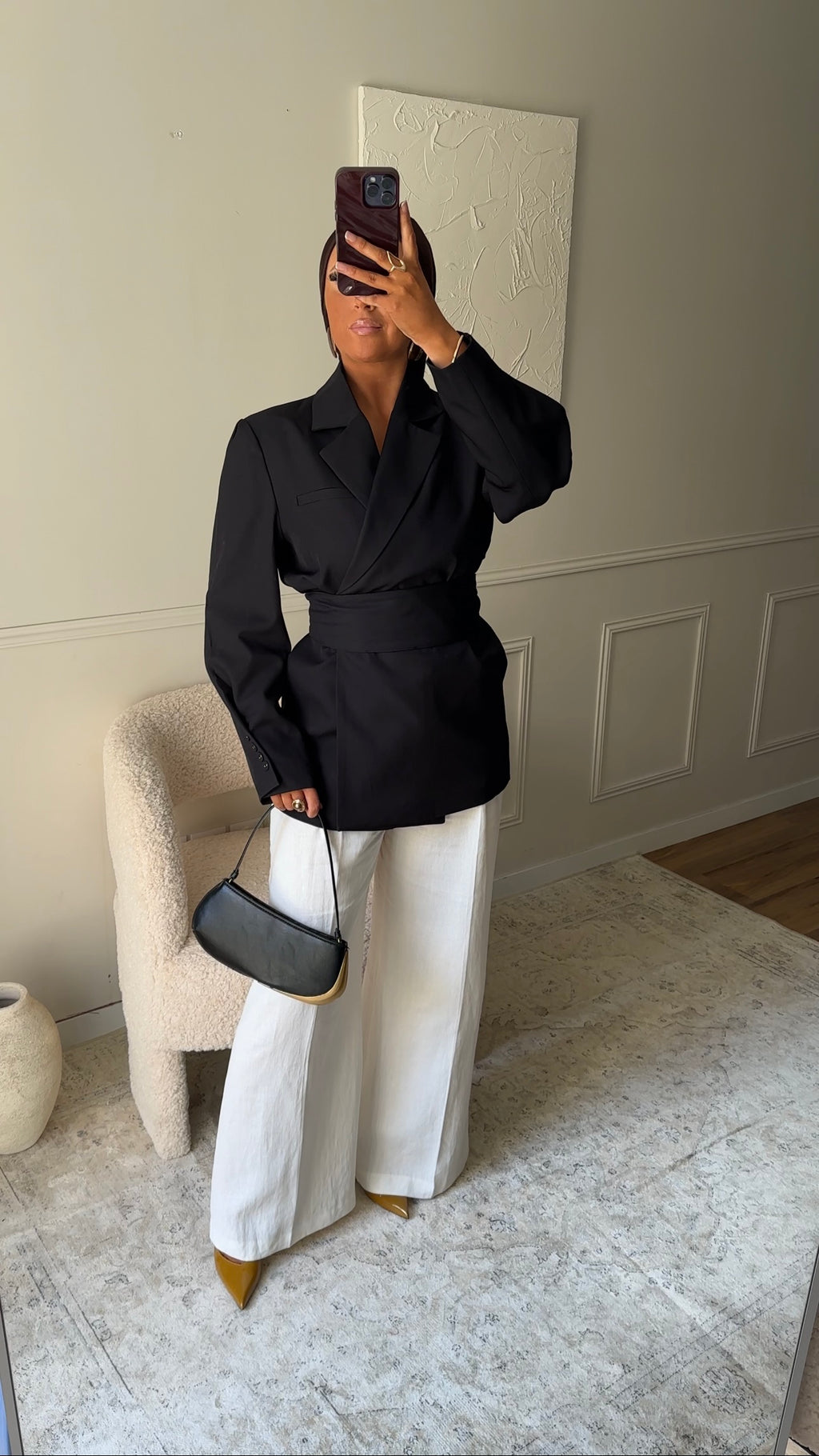 [GAMME PREMIUM] Blazer OJYRA à ceinture | Noir