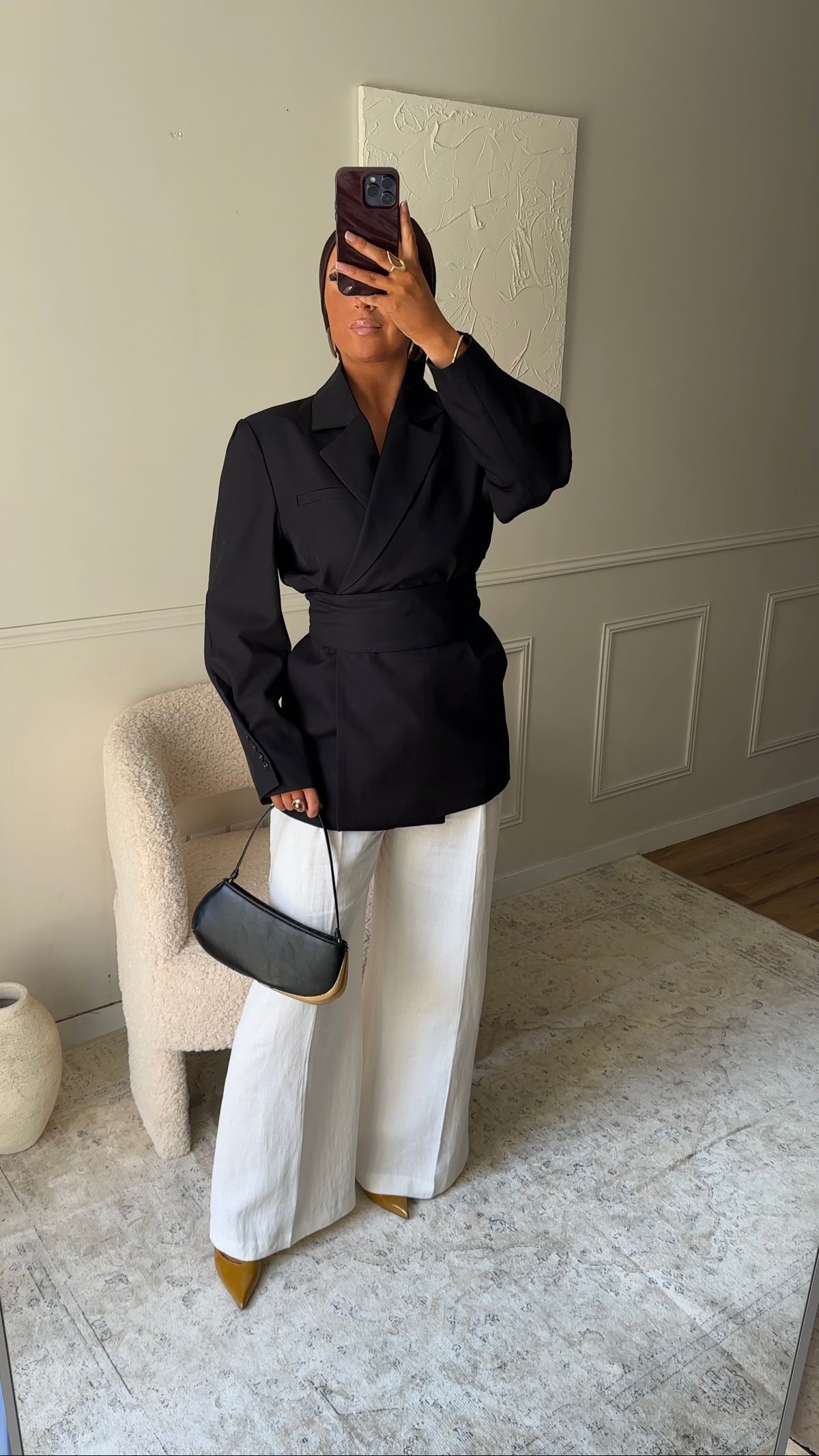 [GAMME PREMIUM] Blazer OJYRA à ceinture | Noir