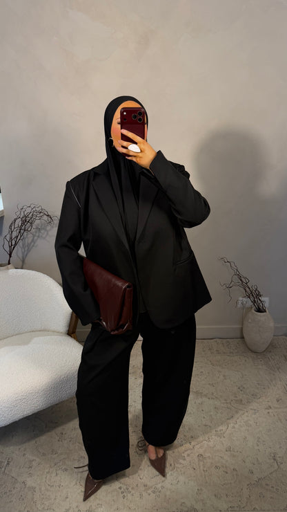 [GAMME LUXE] Blazer luxe ultra large avec liseré | Noir