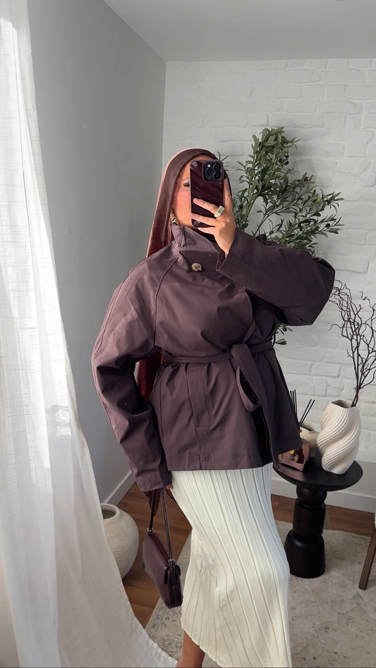 Trench mi long à ceinture | Acajou