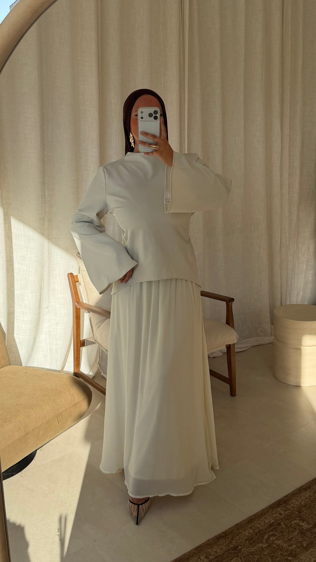 PRÉ-COMMANDE | Set deux pièces à jupe longue YASMIN | Crème