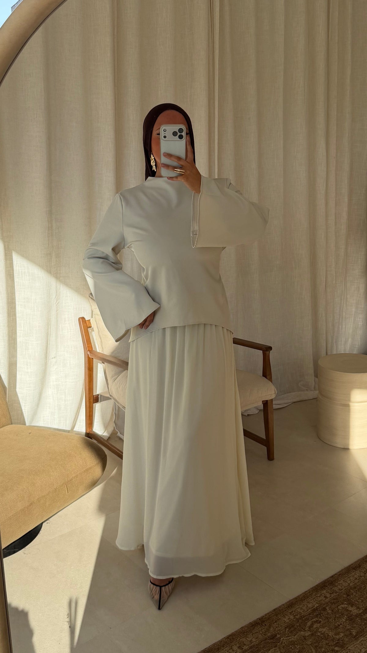 PRÉ-COMMANDE | Set deux pièces à jupe longue YASMIN | Crème