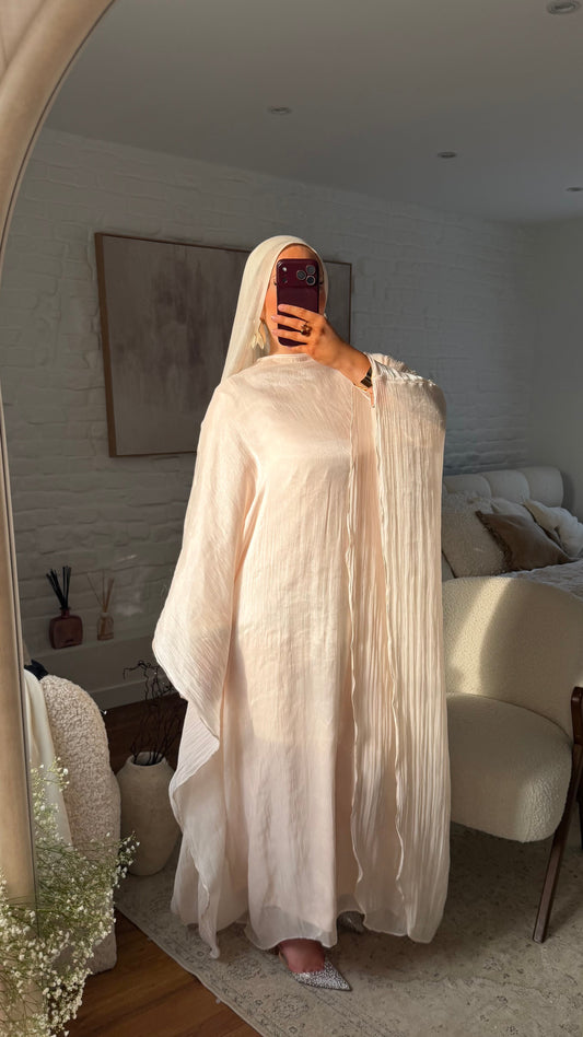 Robe ultra longue doublée satinée | Rose pale