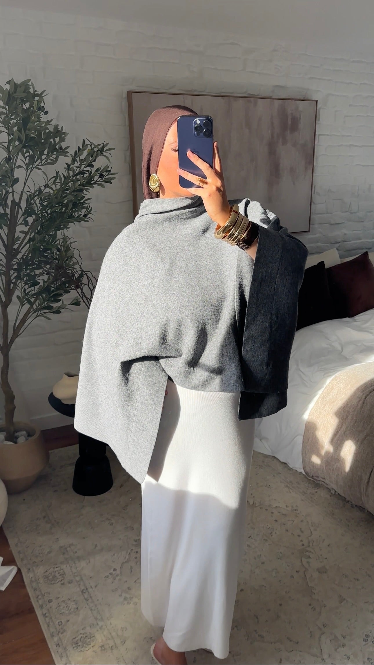 [CRÉATION] Cape longue ultra oversize asymétrique | Gris