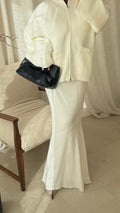 Jupe ultra longue en lin | Blanc