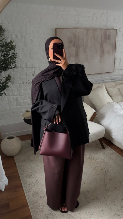 Pantalon oversize ultra long avec ceinture | Bordeaux
