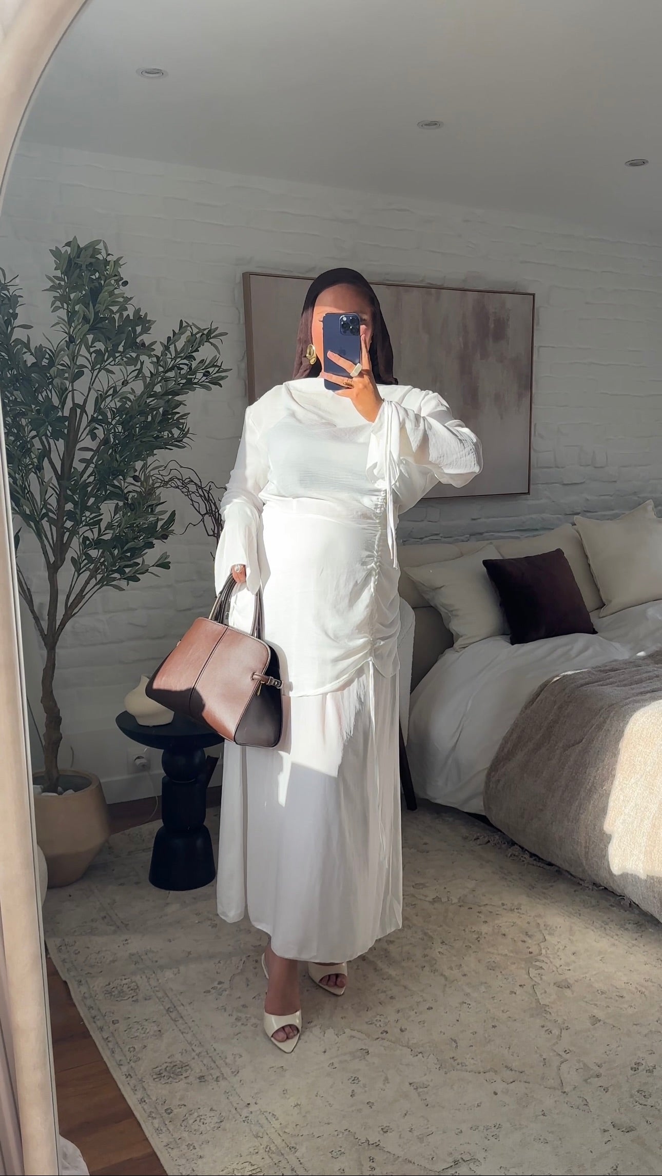 Robe longue à lacets | Blanc