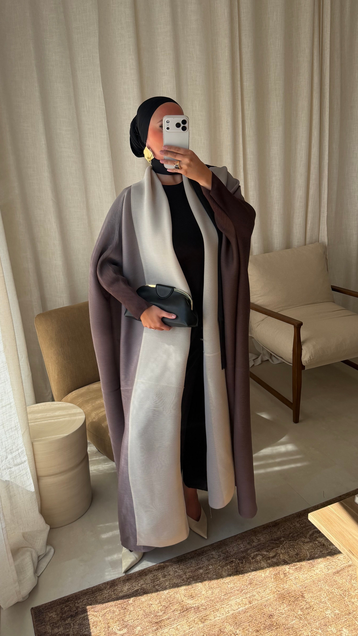 Kimono ultra long plissé | Marron
