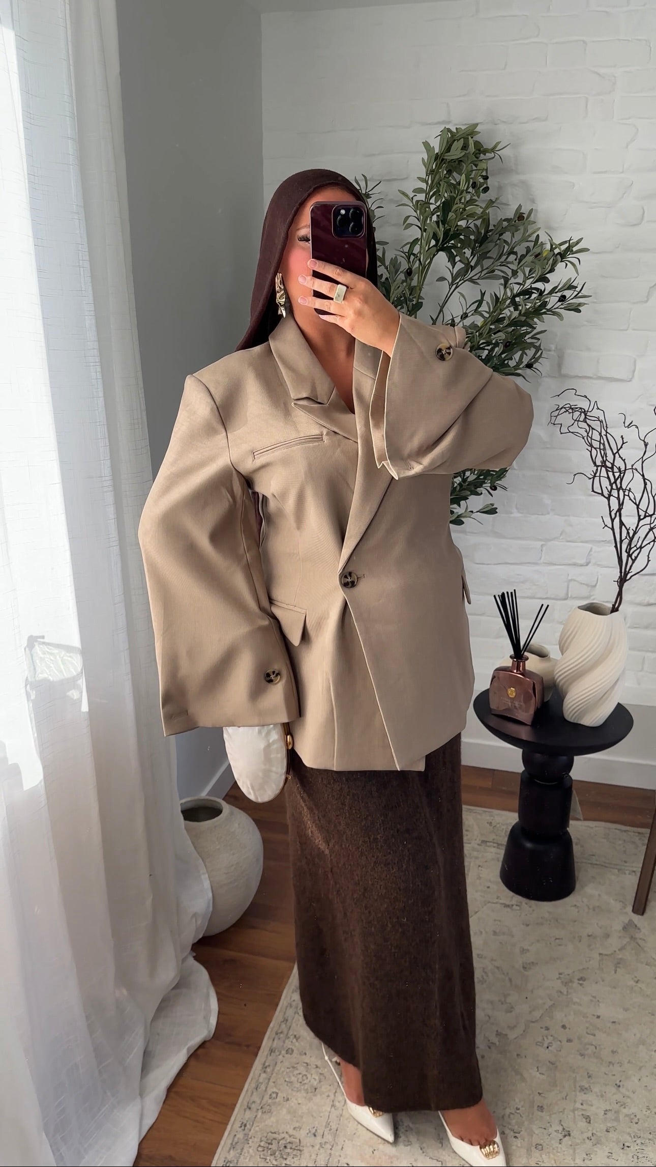 [GAMME PREMIUM] Blazer cache cœur oversize à boutonnage | Beige