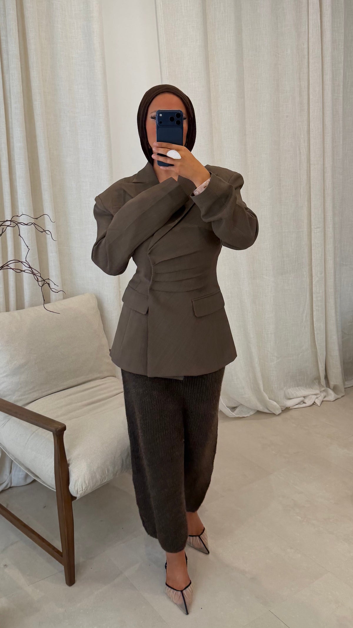 [GAMME PREMIUM] Blazer épais cintré ÉLINE | Marron