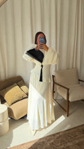 Robe ultra longue fluide doublée avec lacets à l'arrière | Crème