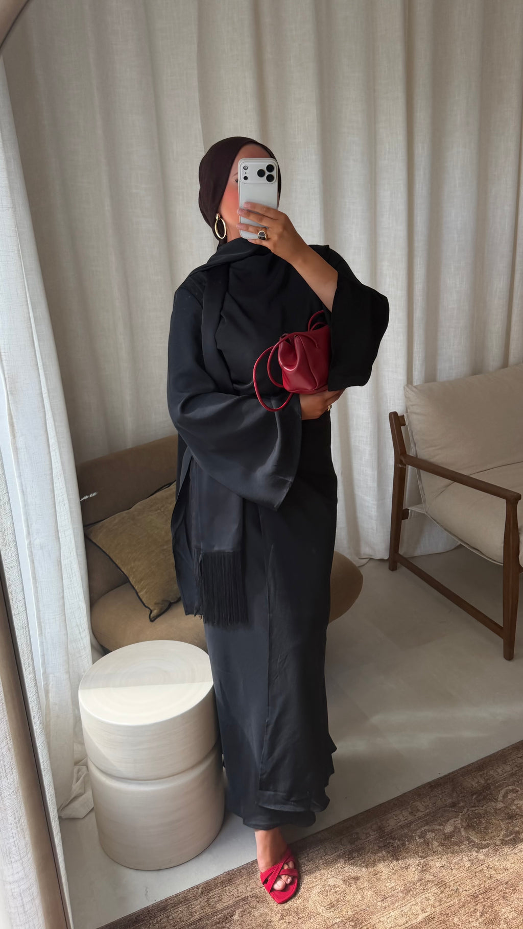 Robe ultra longue satinée | Noir