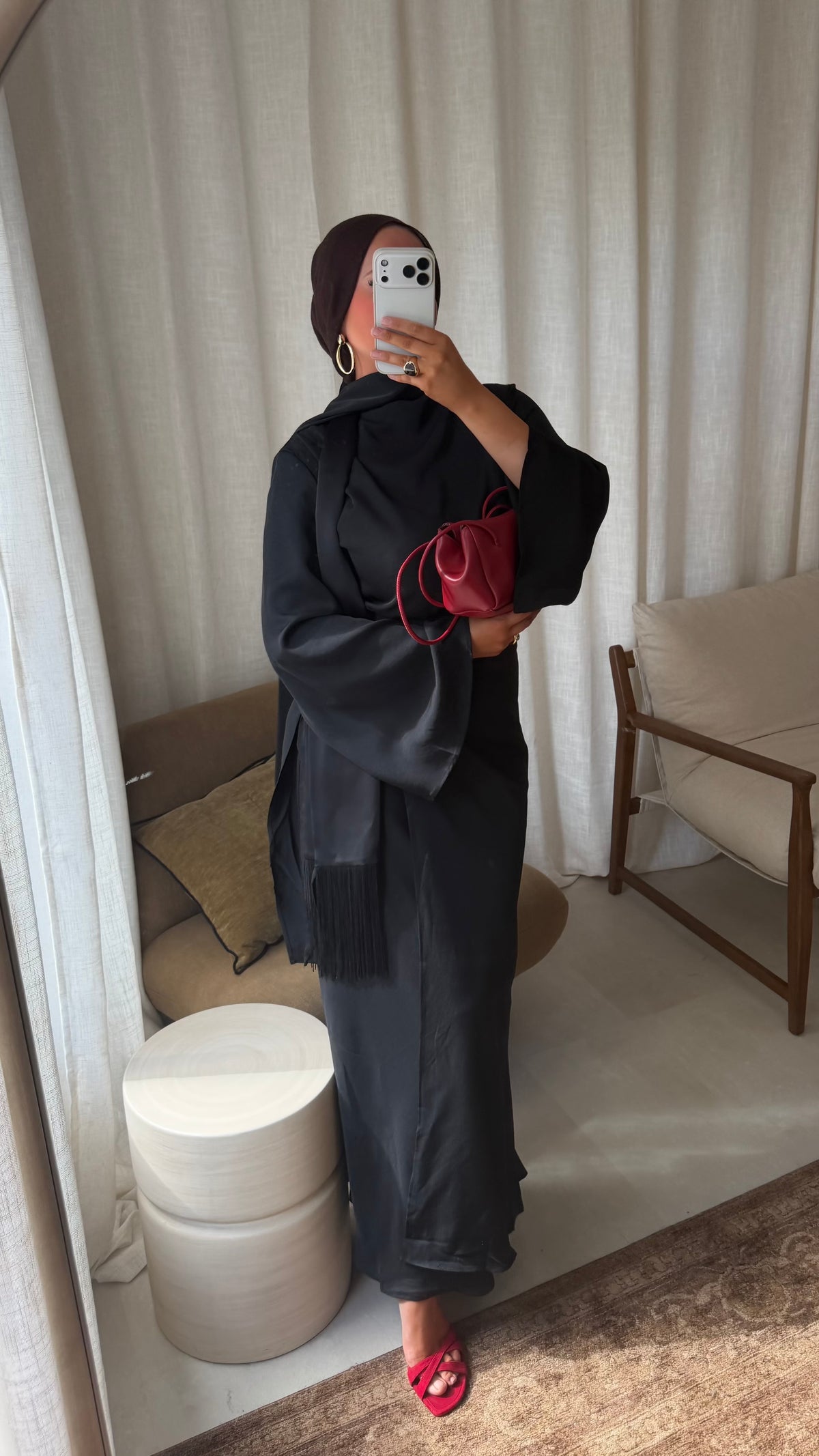 Robe ultra longue satinée | Noir
