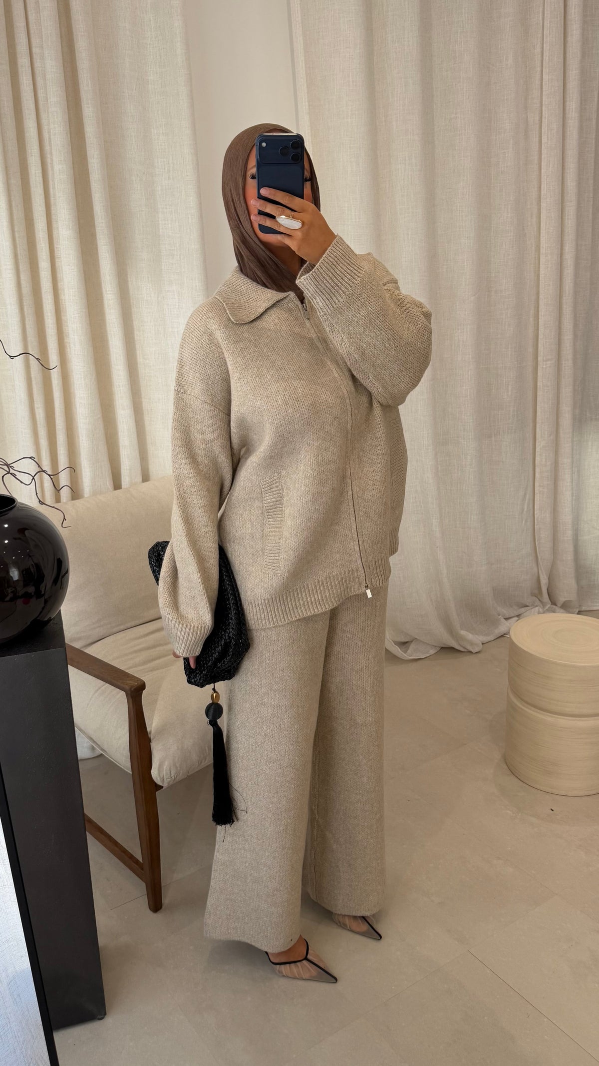 [GAMME PREMIUM] Ensemble deux pièces en maille ultra doux DÉLIA | Beige