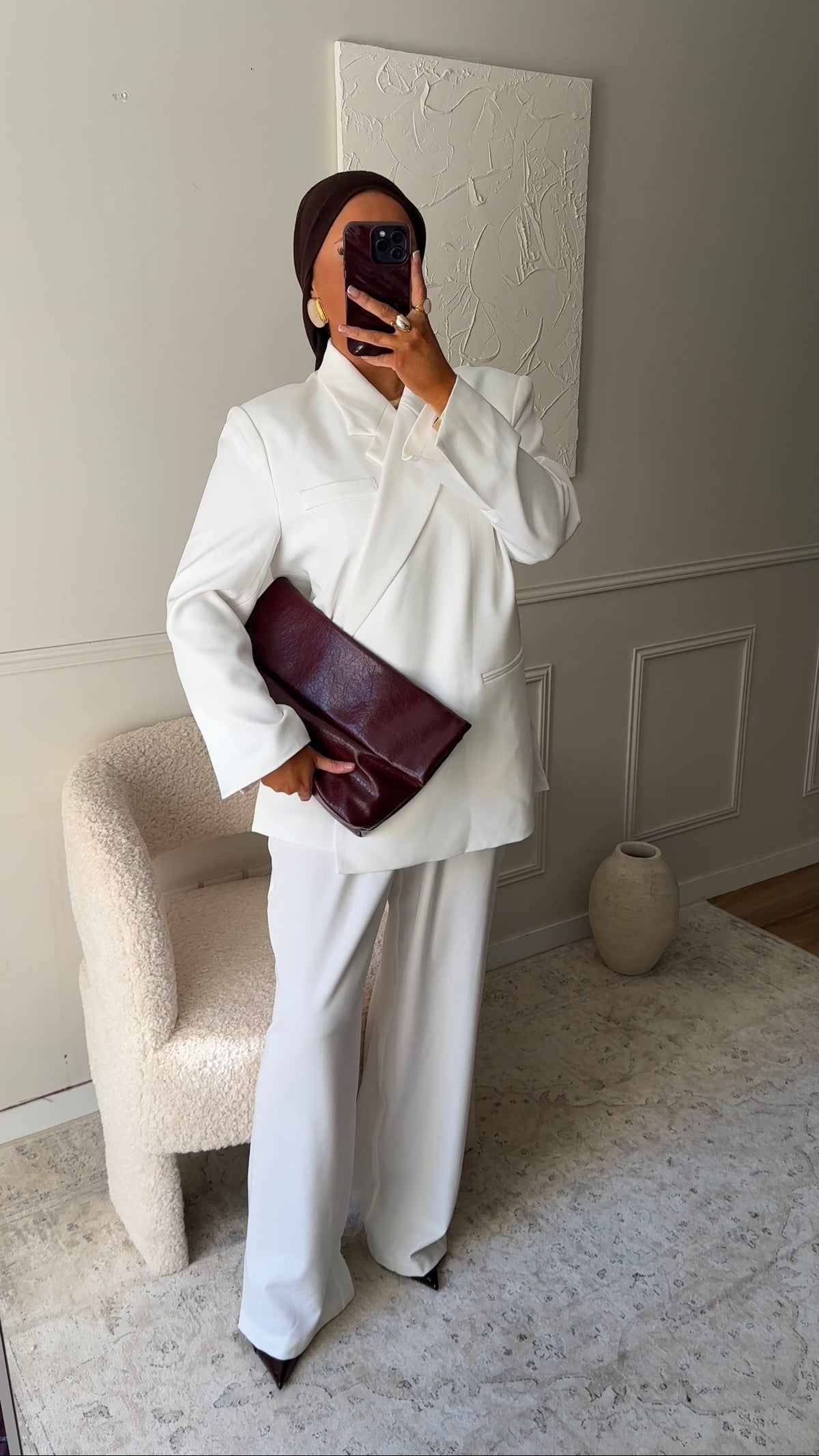 [GAMME PREMIUM] Blazer oversize cache cœur | Blanc