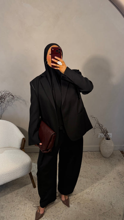 [GAMME LUXE] Blazer luxe ultra large avec liseré | Noir
