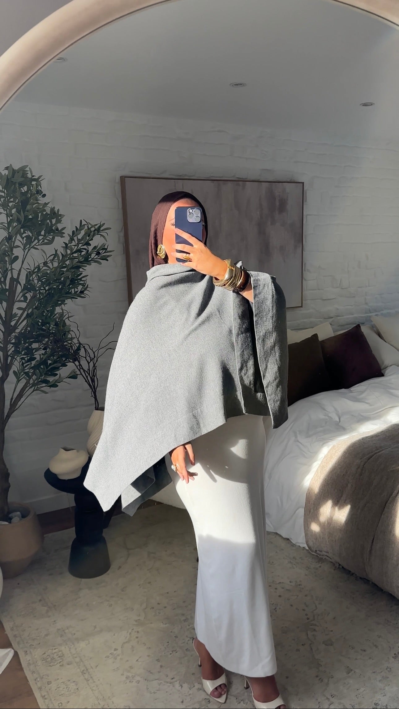 [CRÉATION] Cape longue ultra oversize asymétrique | Gris